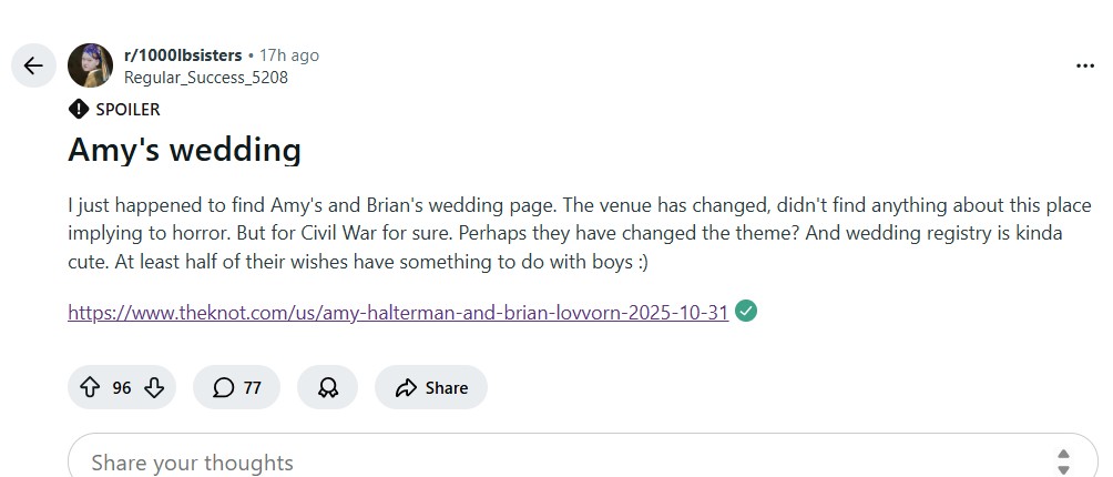 Amy Slaton Wedding Registry